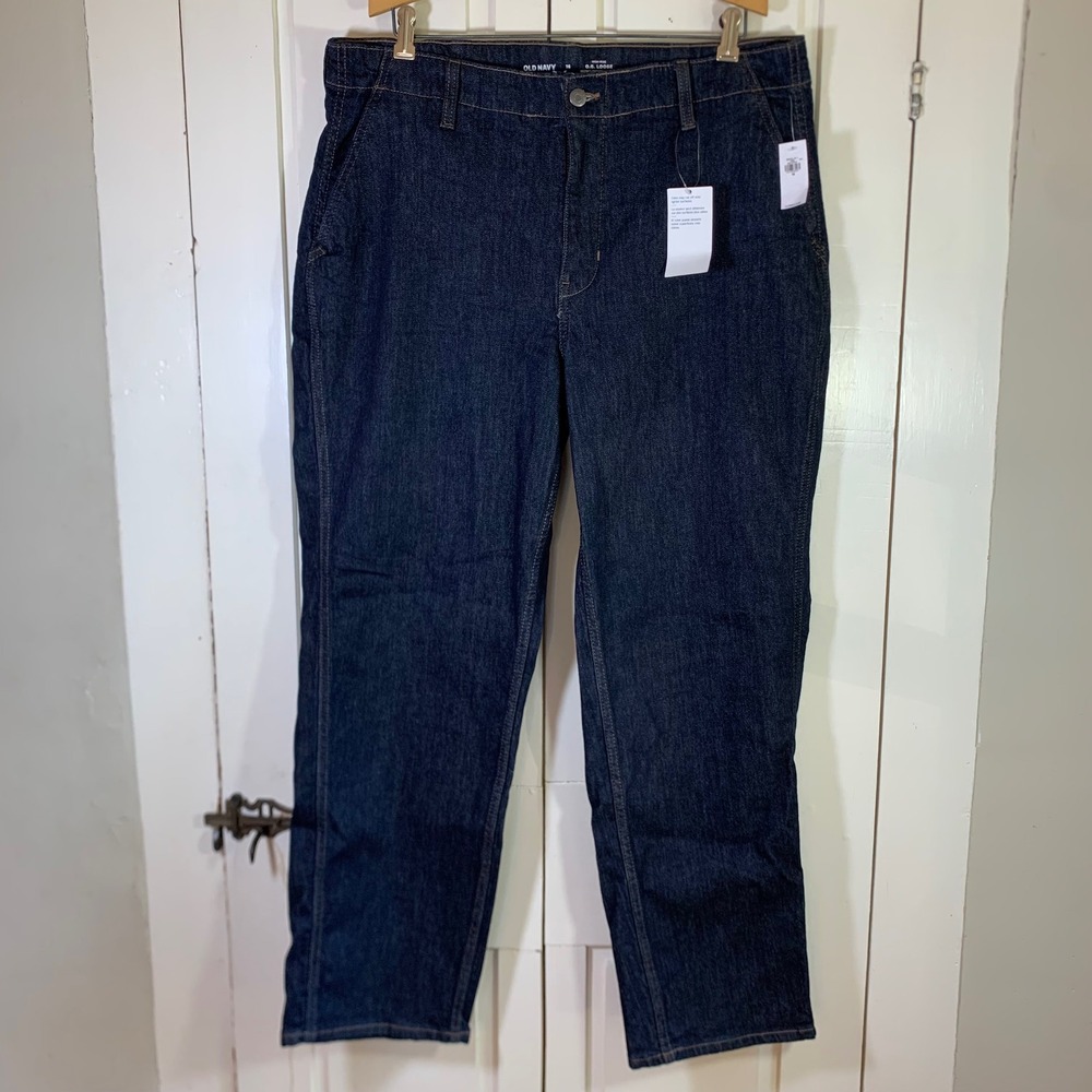 Old Navy OG Loose High Rise Jeans 16 Dark Rinse Straight Leg Denim Relaxed Fit